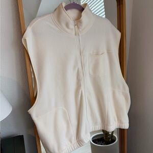 Old Navy Active Cream Fleece Zip Front Vest